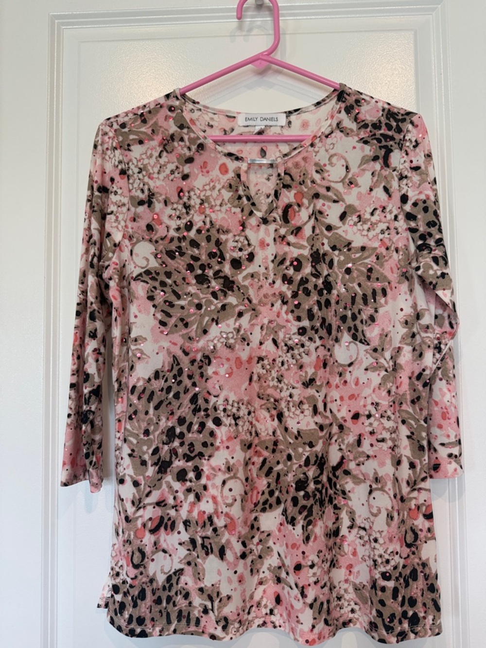 Emily Daniels Pink Floral & Neutral Print 3/4 Sleeve Tunic